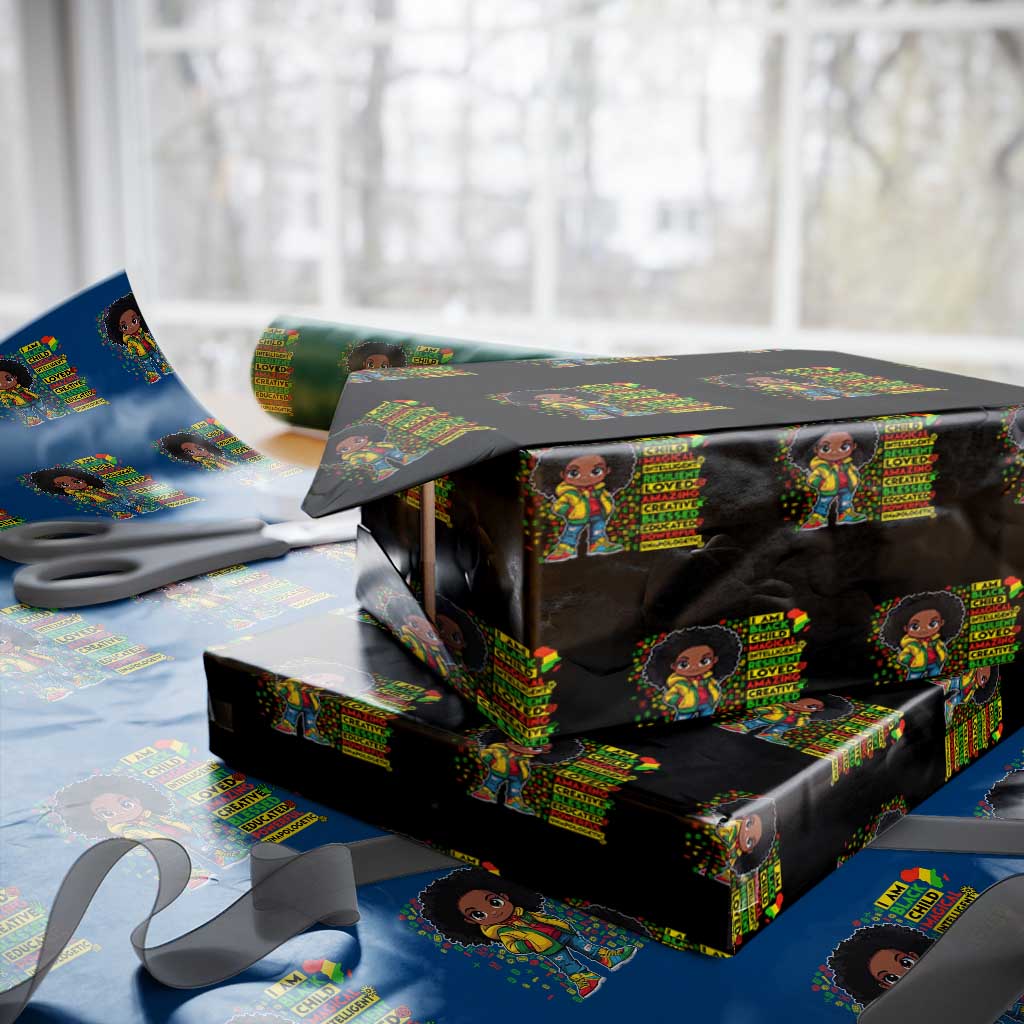 I Am Black Child Wrapping Paper Roll Afro Girl African American Pride Black History Month TS02 Black Print Your Wear