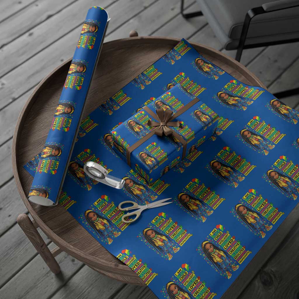 I Am Black Child Wrapping Paper Roll Locd Girl African American Pride Black History Month TS02 Blue Print Your Wear
