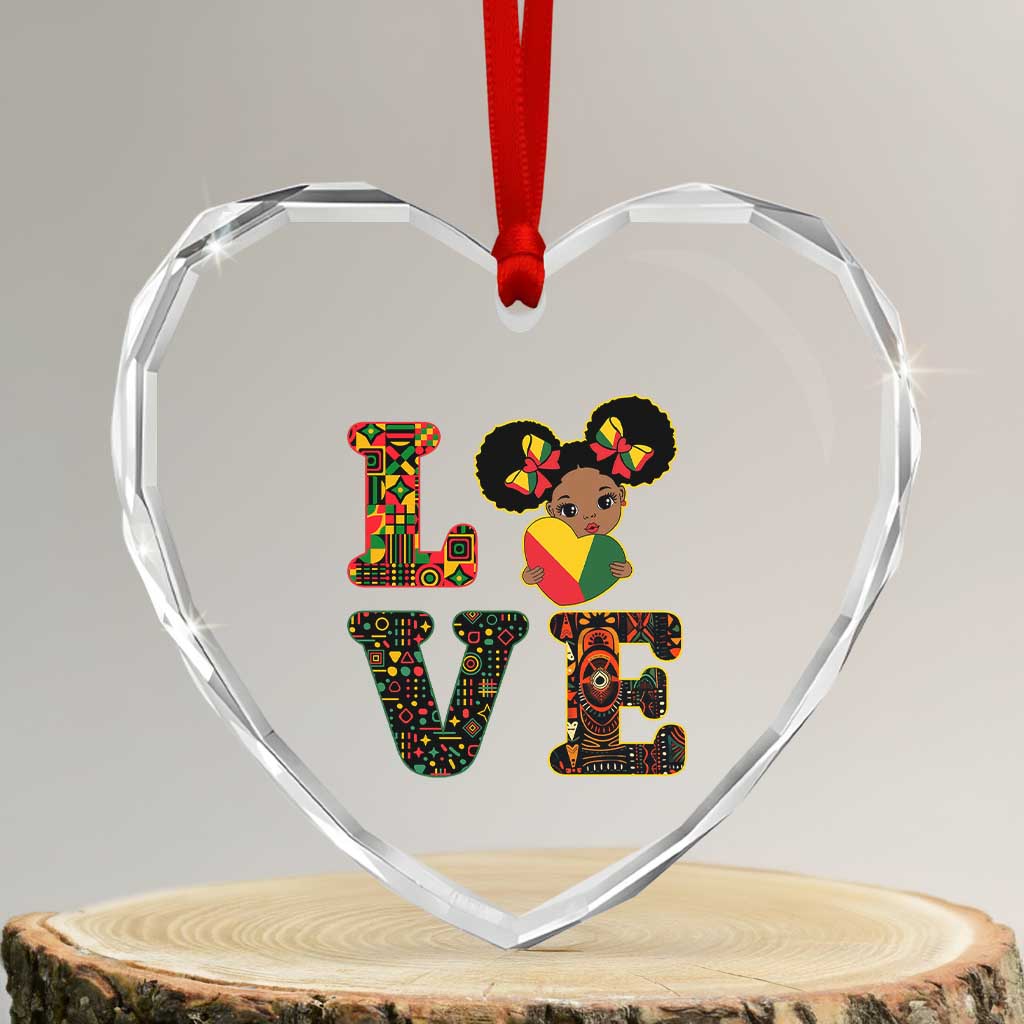 I Am Black Child Heart Crystal Glass Ornament LOVE Black History Month Strong African American Pride TS02 Transparent Glass 3'' Heart Print Your Wear