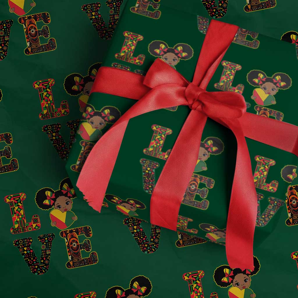I Am Black Child Wrapping Paper Roll LOVE Black History Month Strong African American Pride TS02 Green Print Your Wear
