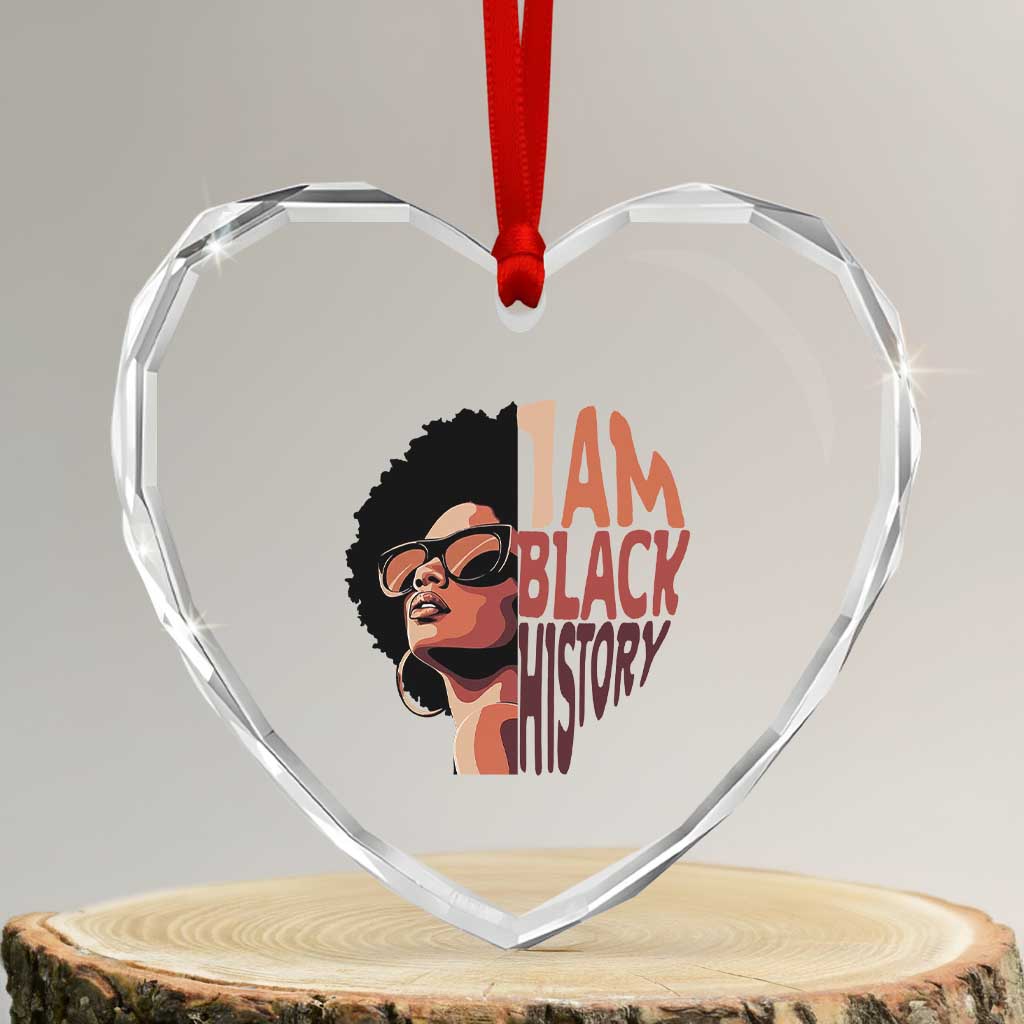 I Am Black History Heart Crystal Glass Ornament African American Pride TS14 Transparent Glass 3'' Heart Print Your Wear