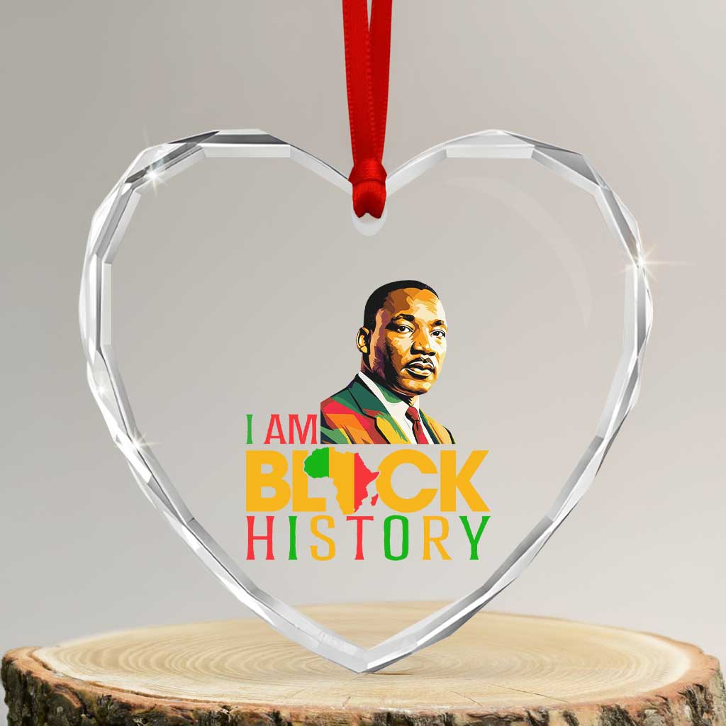 I Am Black History Heart Crystal Glass Ornament Martin Luther Jr King African American Pride TS14 Transparent Glass 3'' Heart Print Your Wear