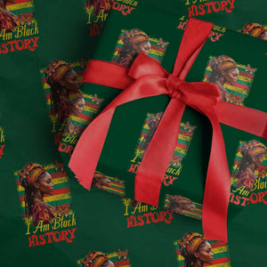 I Am Black History Wrapping Paper Roll African American Pride Woman TS02 Green Print Your Wear