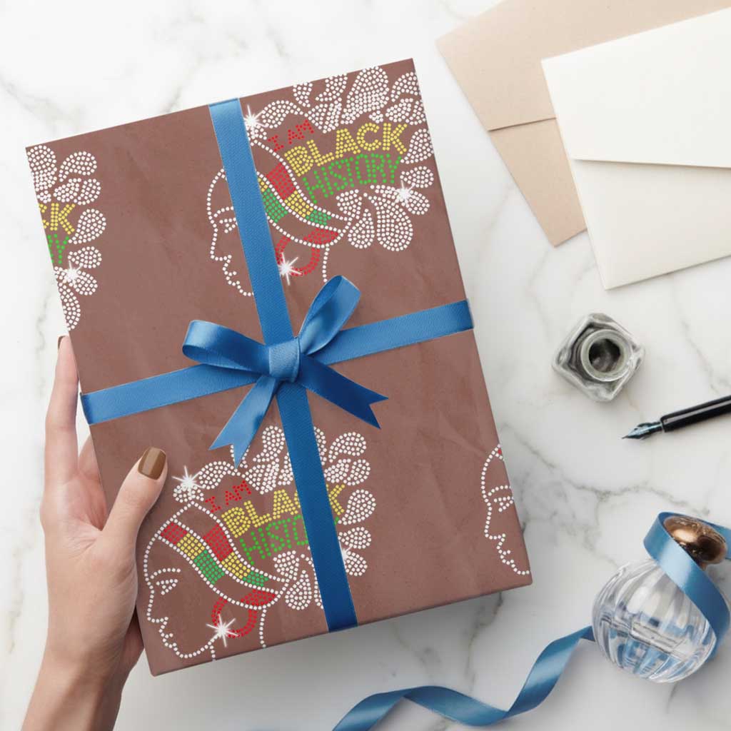 I Am Black History Wrapping Paper Roll Black Girl Sparkling Bling TS02 Mocha Print Your Wear