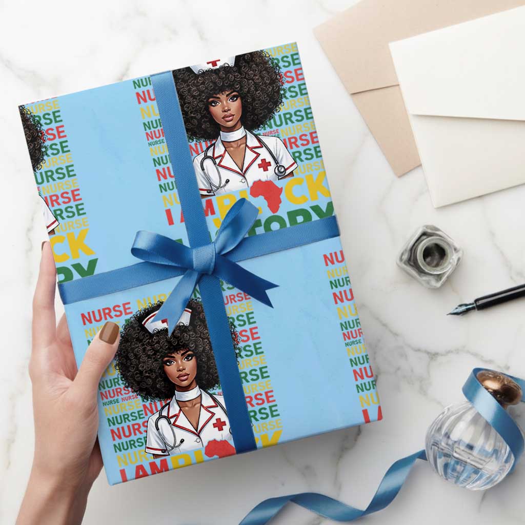 I Am Black History Wrapping Paper Roll Black History Month Nurse Gift TS12 Light Blue Print Your Wear