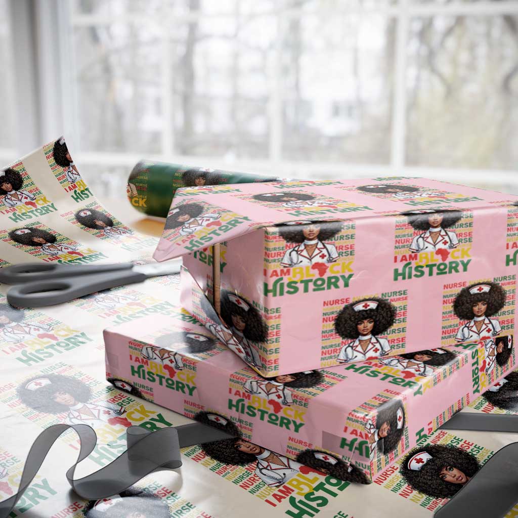 I Am Black History Wrapping Paper Roll Black History Month Nurse Gift TS12 Light Pink Print Your Wear