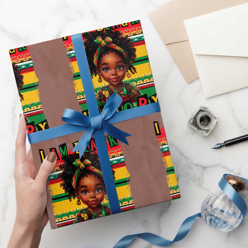 I Am Black History Wrapping Paper Roll Month Black Melanin Kids Girls TS02 Mocha Print Your Wear