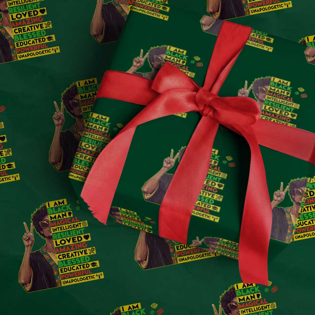 I Am Black Woman Wrapping Paper Roll Afro African American Pride Black History Month TS02 Green Print Your Wear