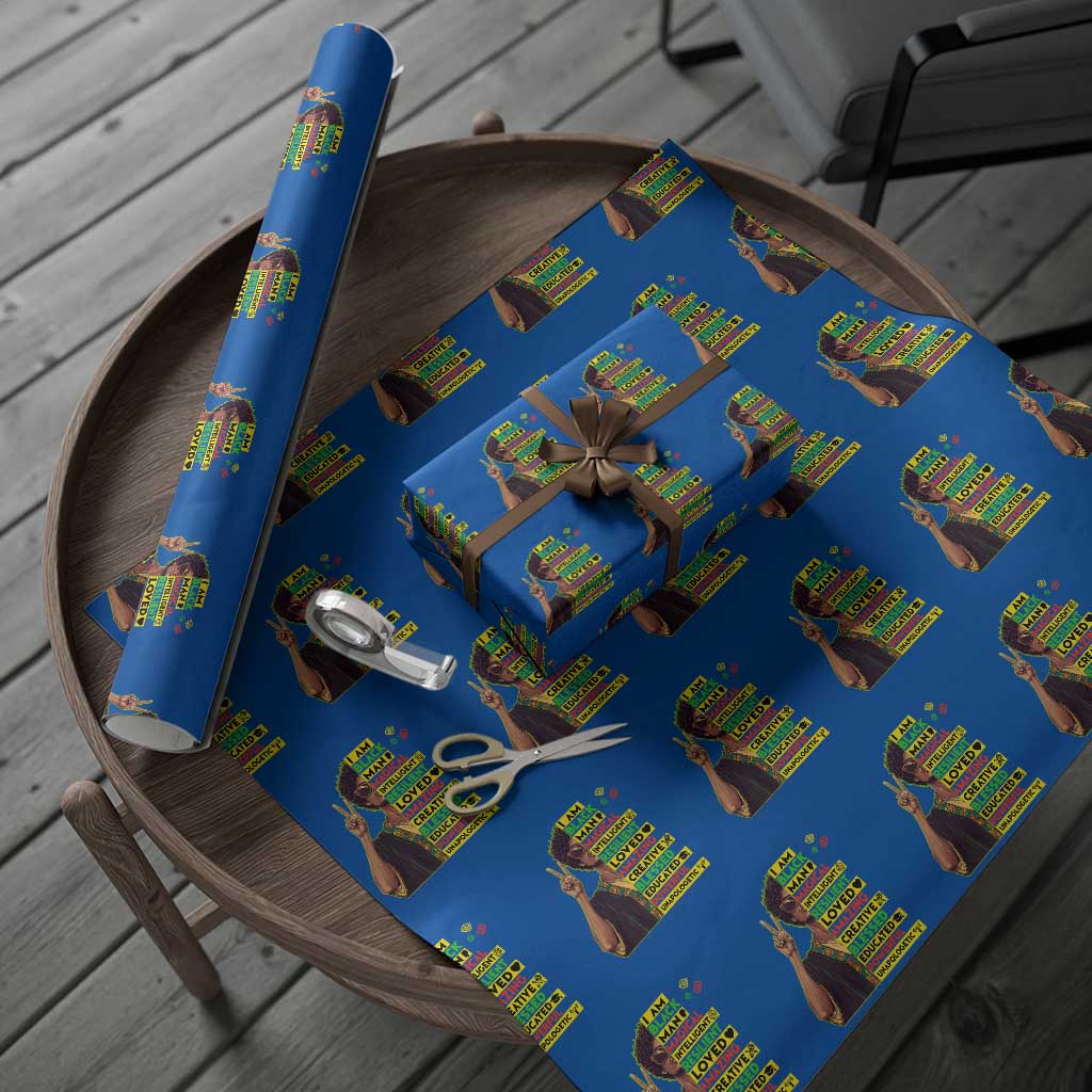 I Am Black Woman Wrapping Paper Roll Afro African American Pride Black History Month TS02 Blue Print Your Wear