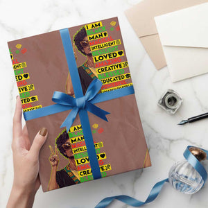 I Am Black Woman Wrapping Paper Roll Afro African American Pride Black History Month TS02 Mocha Print Your Wear