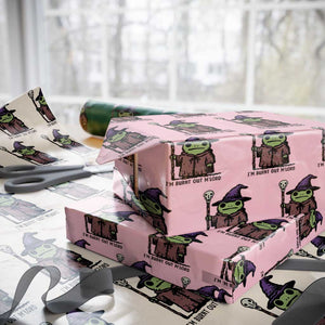 I Am Burnt Out M'lord Wrapping Paper Roll Funny Wizard Frog Meme TS14 Light Pink Print Your Wear