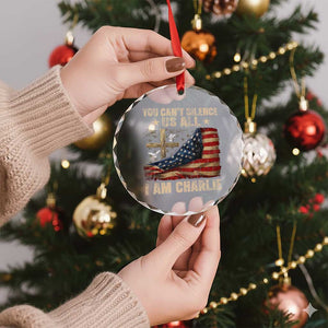 I Am Charlie Kirk Crystal Glass Ornament You Cant Silence Us All Vintage American Flag TS11 Print Your Wear