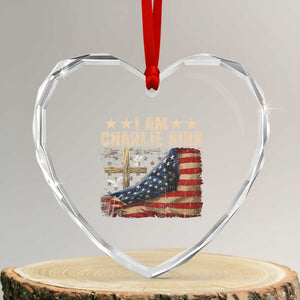 I Am Charlie Kirk Heart Crystal Glass Ornament Freedom Vintage American Flag TS11 Transparent Glass 3'' Heart Print Your Wear