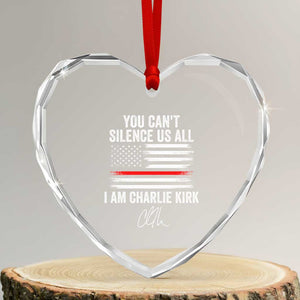 I Am Charlie Kirk Heart Crystal Glass Ornament You Cant Silence Us All Patriotic American Flag TS02 Transparent Glass 3'' Heart Print Your Wear