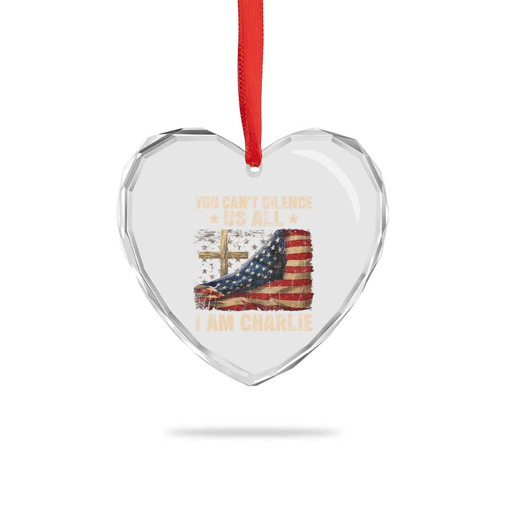 I Am Charlie Kirk Heart Crystal Glass Ornament You Cant Silence Us All Vintage American Flag TS11 Print Your Wear