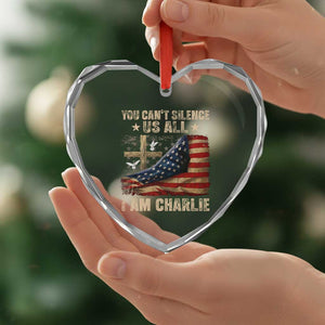 I Am Charlie Kirk Heart Crystal Glass Ornament You Cant Silence Us All Vintage American Flag TS11 Print Your Wear