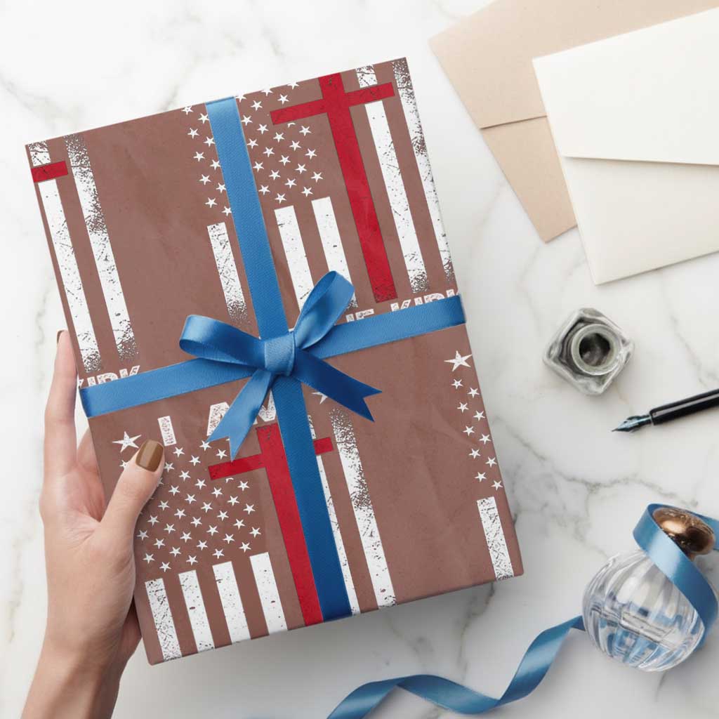 I Am Charlie Kirk Wrapping Paper Roll Christian Cross Faith American Flag TS02 Mocha Print Your Wear