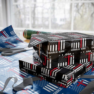 I Am Charlie Kirk Wrapping Paper Roll Christian Cross Faith American Flag TS02 Black Print Your Wear