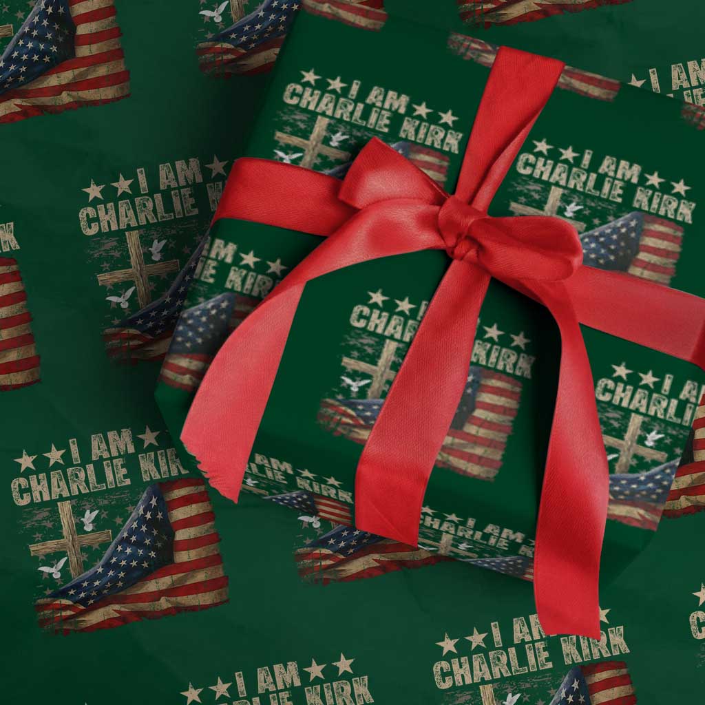 I Am Charlie Kirk Wrapping Paper Roll Freedom Vintage American Flag - Print Your Wear
