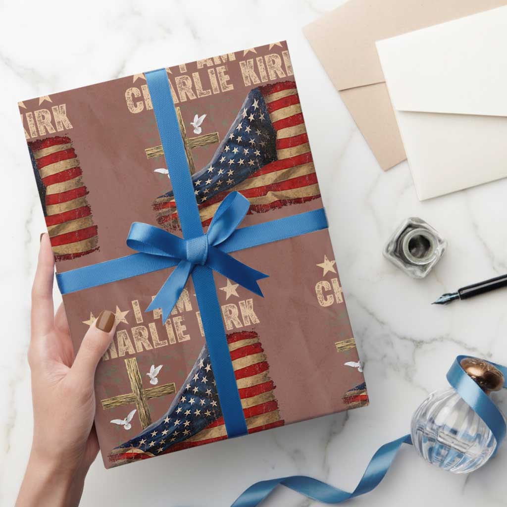 I Am Charlie Kirk Wrapping Paper Roll Freedom Vintage American Flag - Print Your Wear