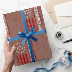 I Am Charlie Kirk Wrapping Paper Roll Freedom Vintage Old American Flag Patriotic 1776 TS10 Mocha Print Your Wear