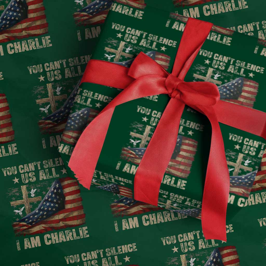 I Am Charlie Kirk Wrapping Paper Roll You Cant Silence Us All Vintage American Flag TS11 Green Print Your Wear