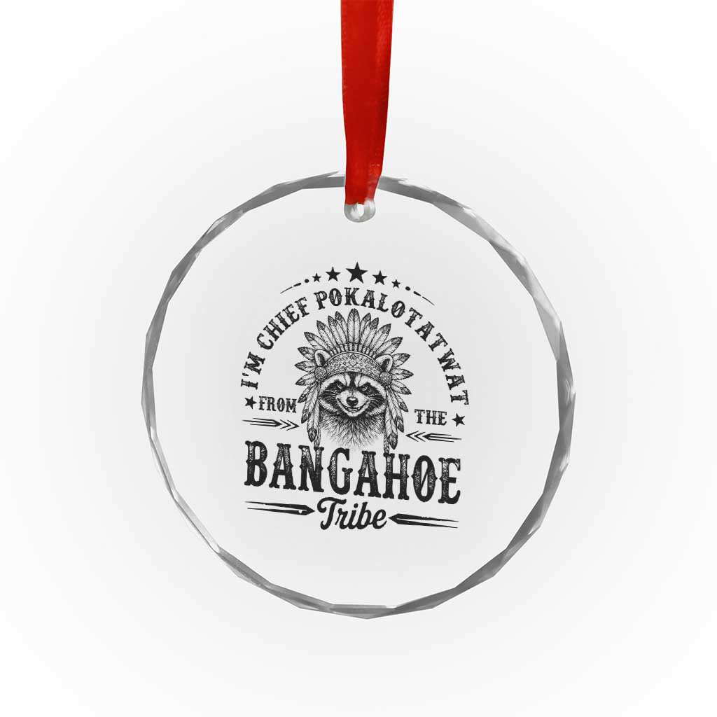 I Am Chief Pokalotatwat From The Bangahoe Tribe Crystal Glass Ornament Funny Native American Racoon TS11 Print Your Wear