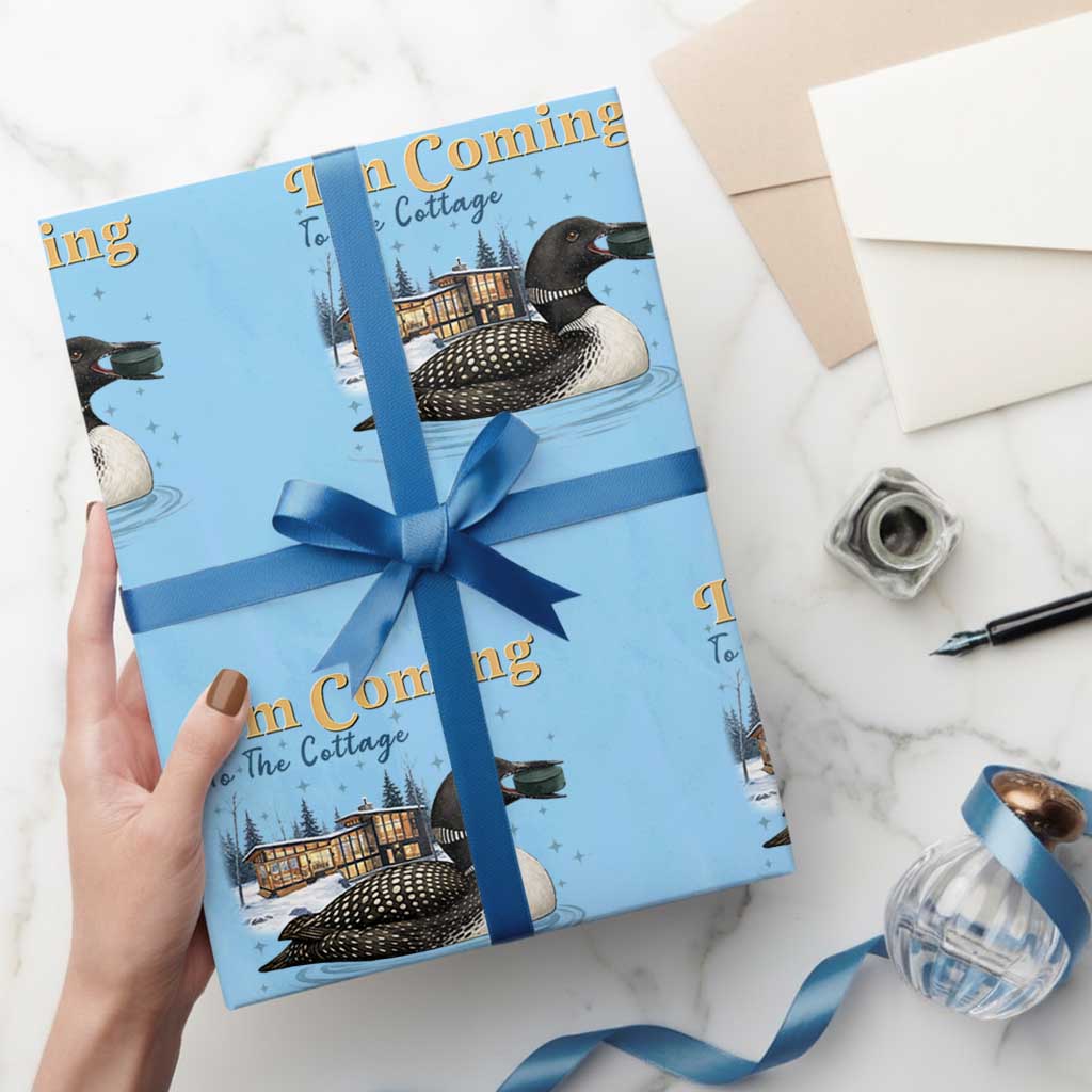 I Am Coming To The Cottage Wrapping Paper Roll Stupid Canadian Wolf Bird TS14 Light Blue Print Your Wear