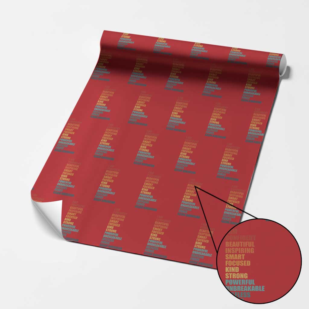 I Am Confident Beautiful Inspiring Asian American Wrapping Paper Roll AAPI Heritage Month TS11 Red Print Your Wear