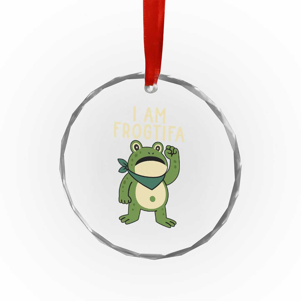 I Am Frogtifa Crystal Glass Ornament Frog Resist Antifascist with Raised Fist Bandana TS02 Print Your Wear
