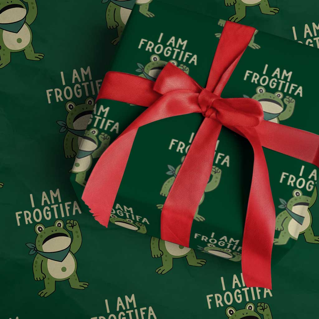 I Am Frogtifa Wrapping Paper Roll Frog Resist Antifascist with Raised Fist Bandana TS02 Green Print Your Wear