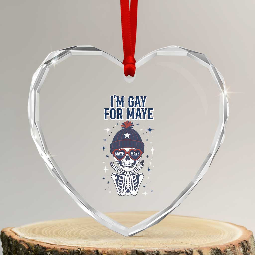 I Am Gay For Maye Heart Crystal Glass Ornament Funny QB Sport Fan TS12 Transparent Glass 3'' Heart Print Your Wear