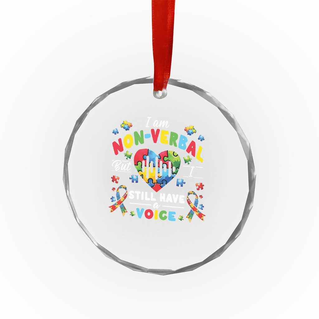 I Am Non Verbal But I Still Have A Voice Autism Awareness Crystal Glass Ornament Heart Puzzle TS11 Print Your Wear