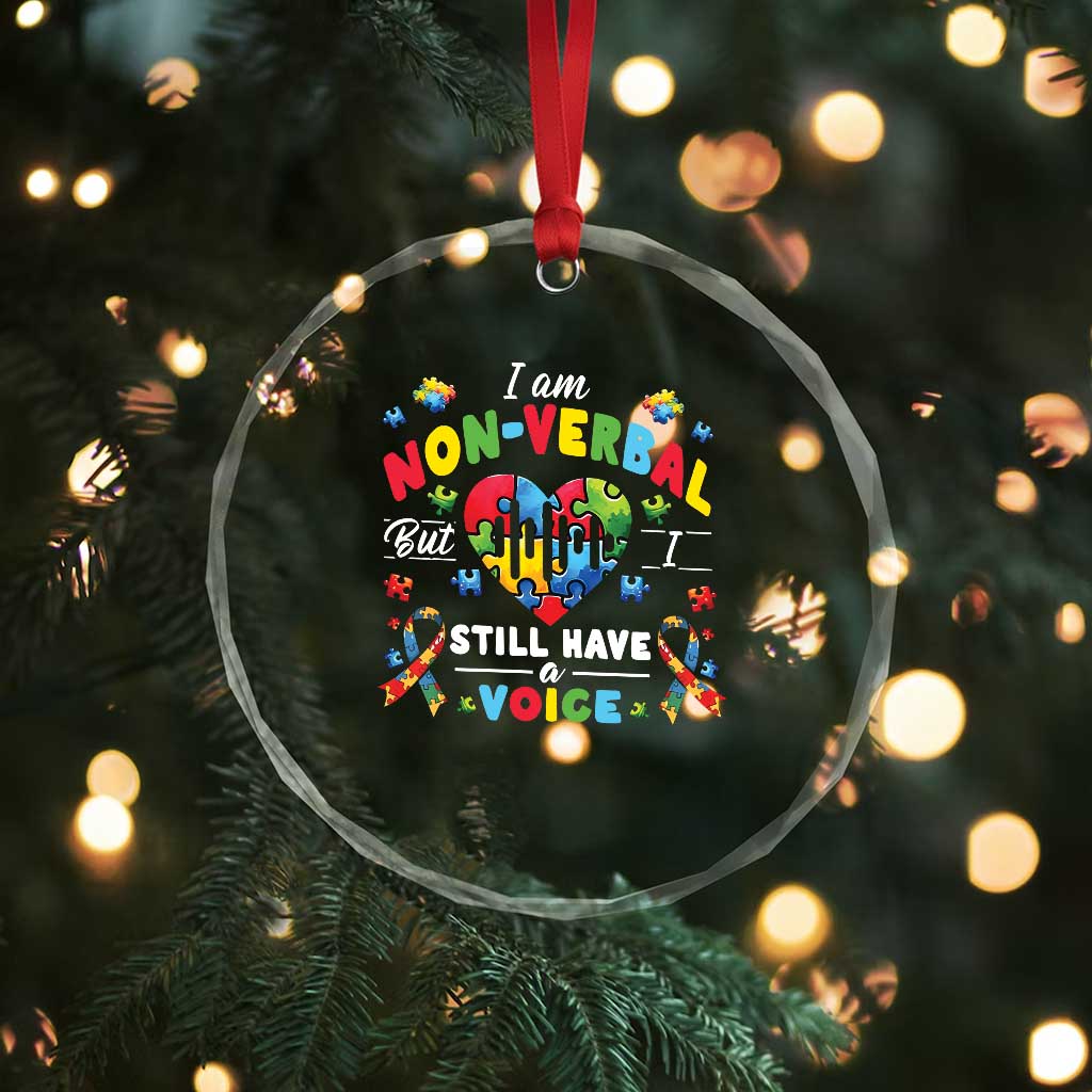 I Am Non Verbal But I Still Have A Voice Autism Awareness Crystal Glass Ornament Heart Puzzle TS11 Print Your Wear