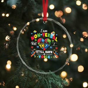 I Am Non Verbal But I Still Have A Voice Autism Awareness Crystal Glass Ornament Heart Puzzle TS11 Print Your Wear