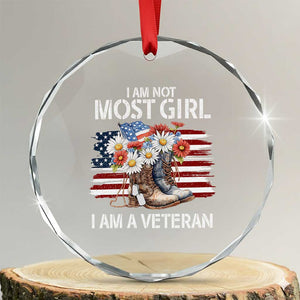 I Am Not Most Girl I Am A Veteran Crystal Glass Ornament Female Veteran Combat Boots TS11 Transparent Glass 3'' Circle Print Your Wear