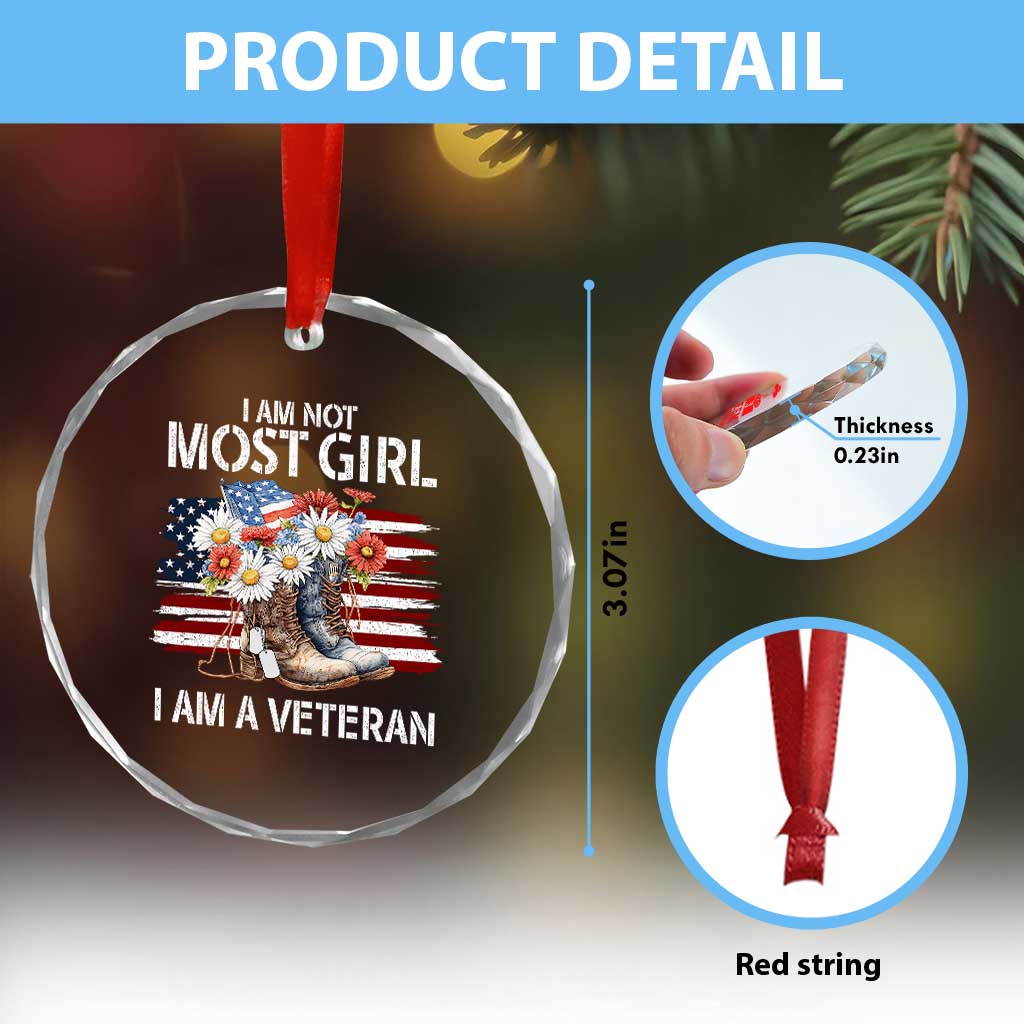 I Am Not Most Girl I Am A Veteran Crystal Glass Ornament Female Veteran Combat Boots TS11 Print Your Wear