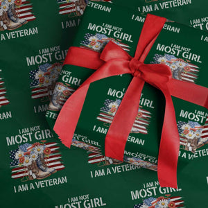 I Am Not Most Girl I Am A Veteran Wrapping Paper Roll Female Veteran Combat Boots TS11 Green Print Your Wear