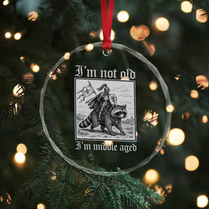 I Am Not Old I Am Middle Aged Crystal Glass Ornament Medieval Knight Riding Raccoon Funny Ren Faire