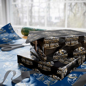 I Am Not Procrastinating I Am Doing Side Quest Wrapping Paper Roll Fantasy Game Dragon TS11 Black Print Your Wear