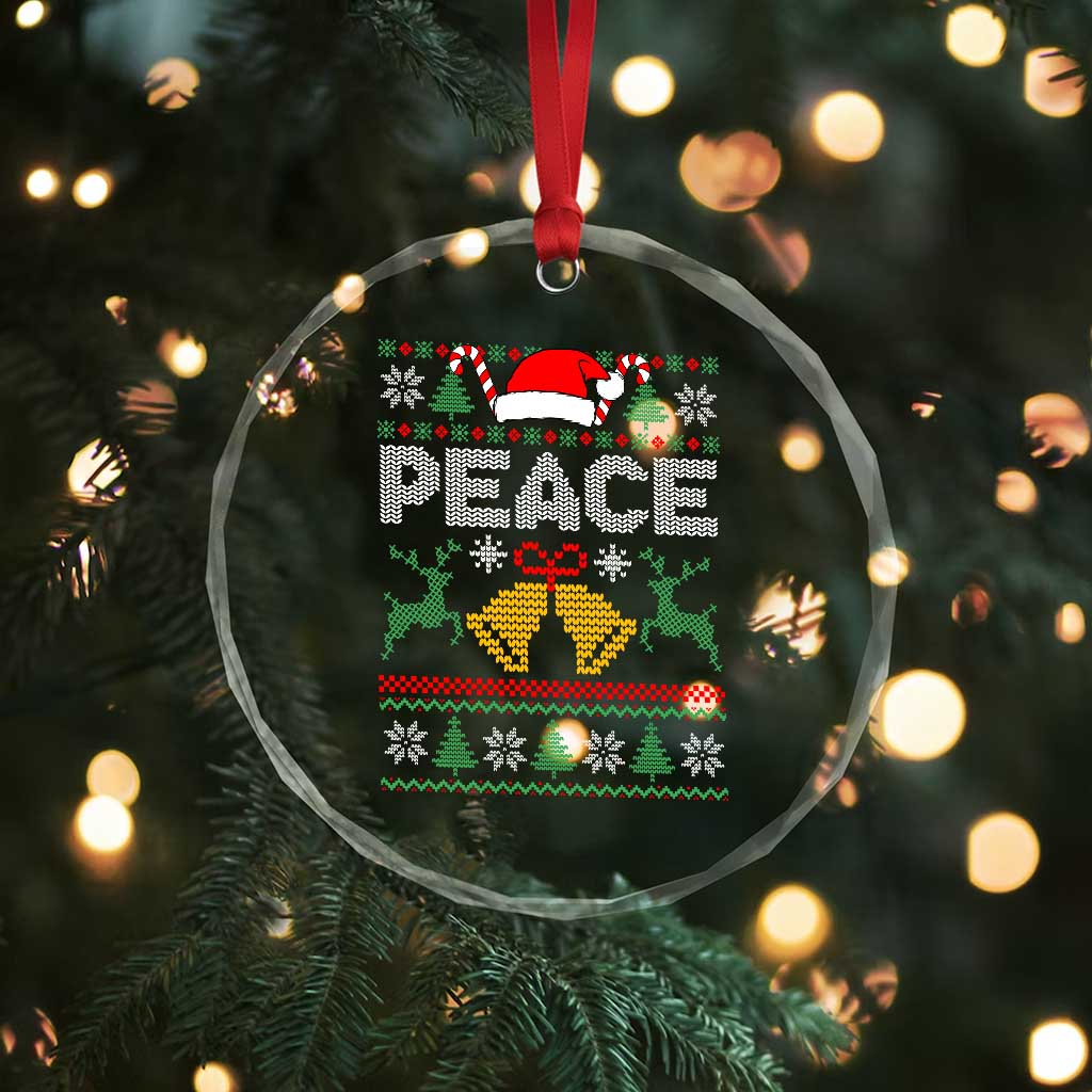I am Peace Funny Christmas Matching Couple Crystal Glass Ornament Offensive Adult Humor Festive Holiday TS02 Print Your Wear