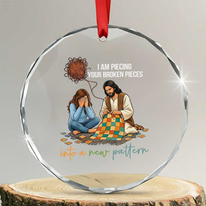 I Am Piecing Your Broken Pieces Christian Healing Crystal Glass Ornament Jesus Comfort Faith Restoration Inspirational Gift TS02 Transparent Glass 3'' Circle Print Your Wear