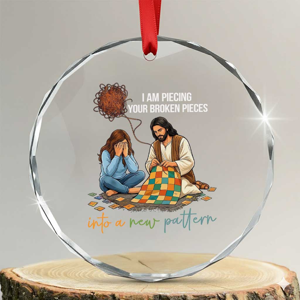 I Am Piecing Your Broken Pieces Christian Healing Crystal Glass Ornament Jesus Comfort Faith Restoration Inspirational Gift TS02 Transparent Glass 3'' Circle Print Your Wear