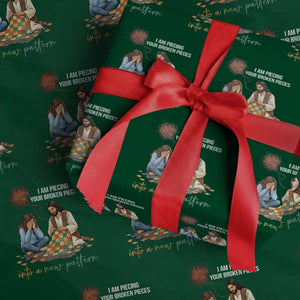 I Am Piecing Your Broken Pieces Christian Healing Wrapping Paper Roll Jesus Comfort Faith Restoration Inspirational Gift TS02 Green Print Your Wear