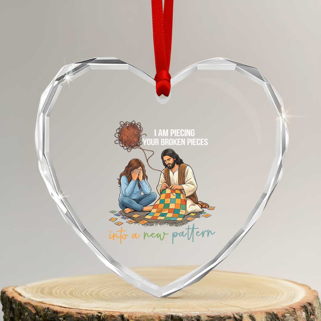 I Am Piecing Your Broken Pieces Christian Healing Heart Crystal Glass Ornament Jesus Comfort Faith Restoration Inspirational Gift TS02 Transparent Glass 3'' Heart Print Your Wear