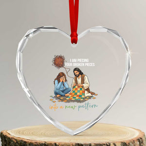I Am Piecing Your Broken Pieces Christian Healing Heart Crystal Glass Ornament Jesus Comfort Faith Restoration Inspirational Gift TS02 Transparent Glass 3'' Heart Print Your Wear