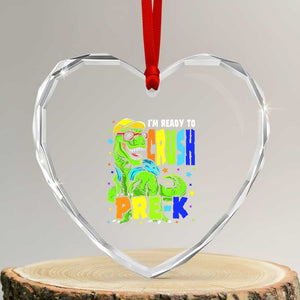 I am Ready To Crush Pre-K Dinosaur Heart Crystal Glass Ornament Cool First Day of School Boy