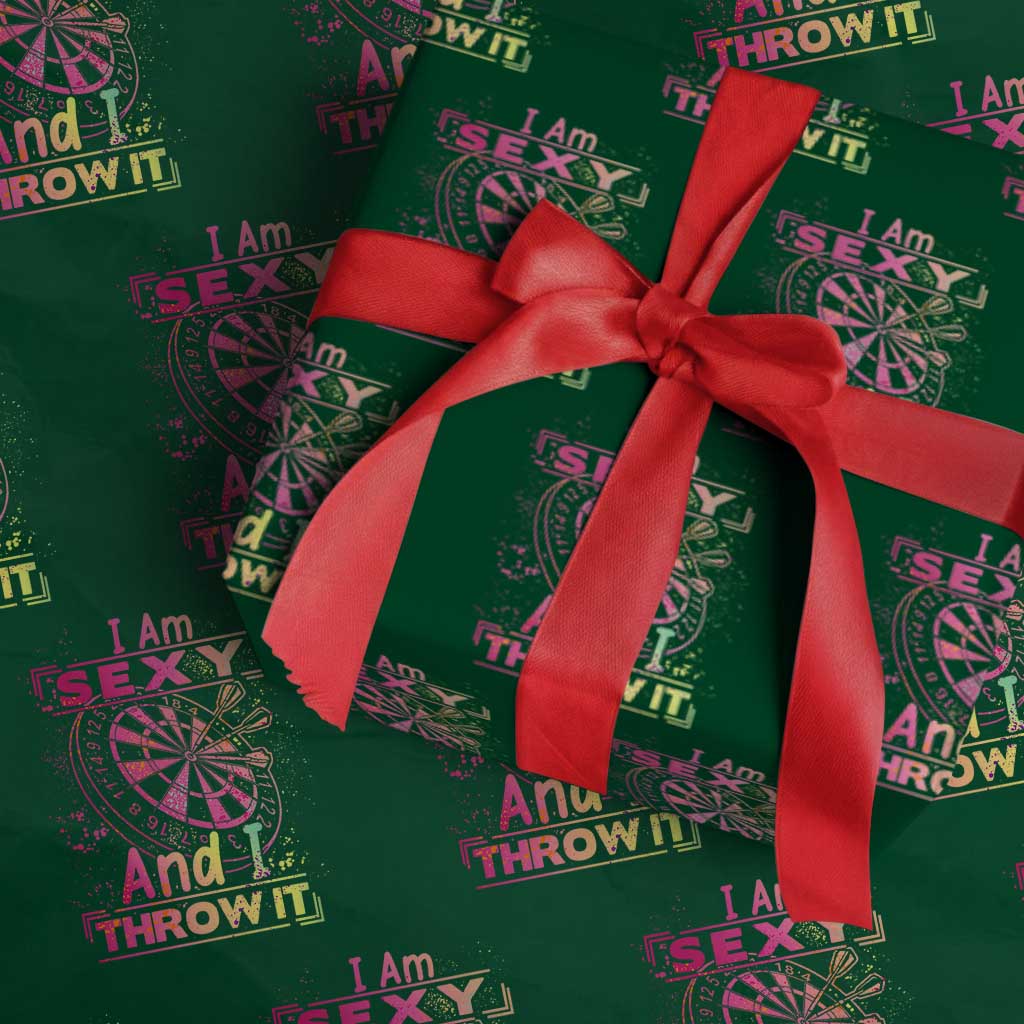 I Am Sexy And I Throw It Wrapping Paper Roll Sexy Dart Player Gift TS12 Green Print Your Wear