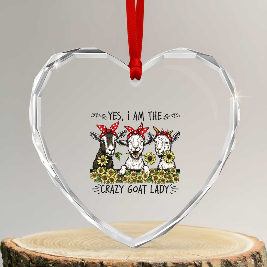 I Am The Crazy Goat Lady Heart Crystal Glass Ornament Goat Lady Gift TS12 Transparent Glass 3'' Heart Print Your Wear