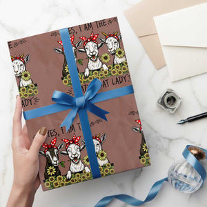 I Am The Crazy Goat Lady Wrapping Paper Roll Goat Lady Gift TS12 Mocha Print Your Wear